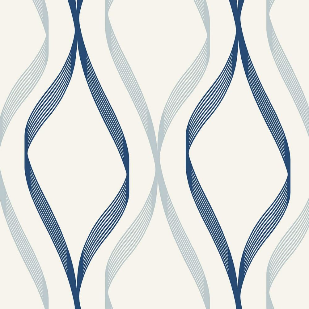 Seabrook Wallpaper ET11802 Wave Ogee in Celtic Blue & Dewdrop
